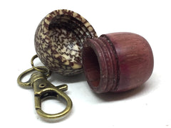 LV-5146 Purpleheart & Betelnut Acorn Box, Pill Holder, Compartment Pendant-SCREW CAP
