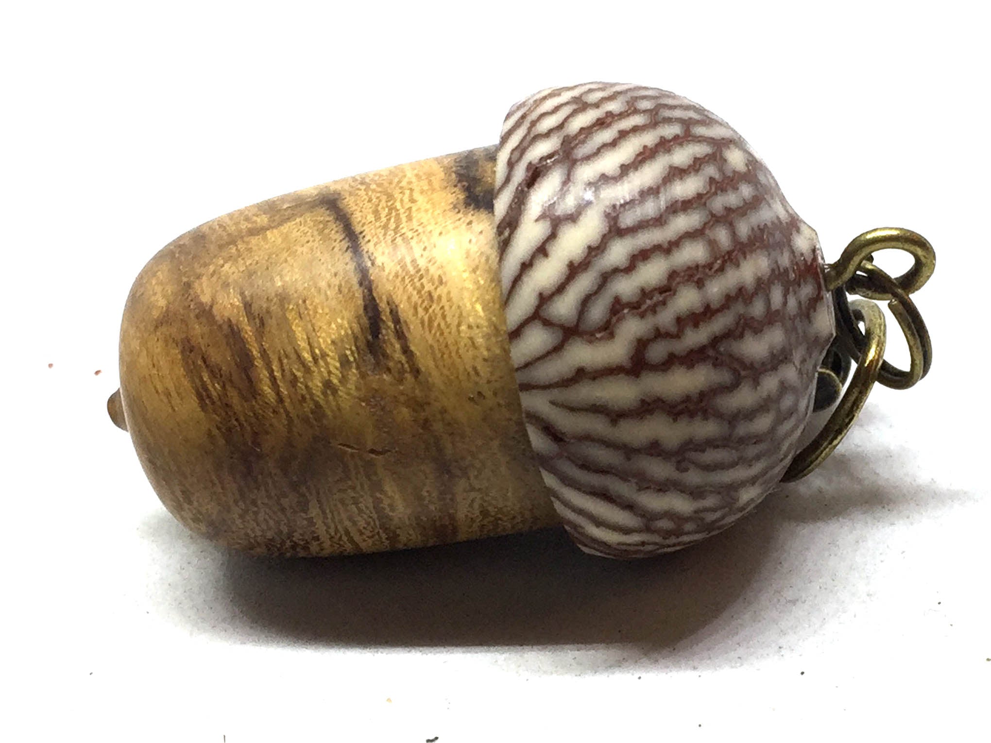 LV-5147 Desert Ironwood & Betelnut Acorn Pendant Box, Charm, Pill Holder-SCREW CAP