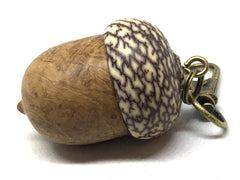 LV-5149 Teak Burl & Betelnut Wooden Acorn Key Fob, Pill Holder, Secret Compartment-SCREW CAP