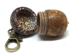 LV-5151 Olive Burl & Betelnut Acorn Pendant Box, Charm, Pill Holder-SCREW CAP