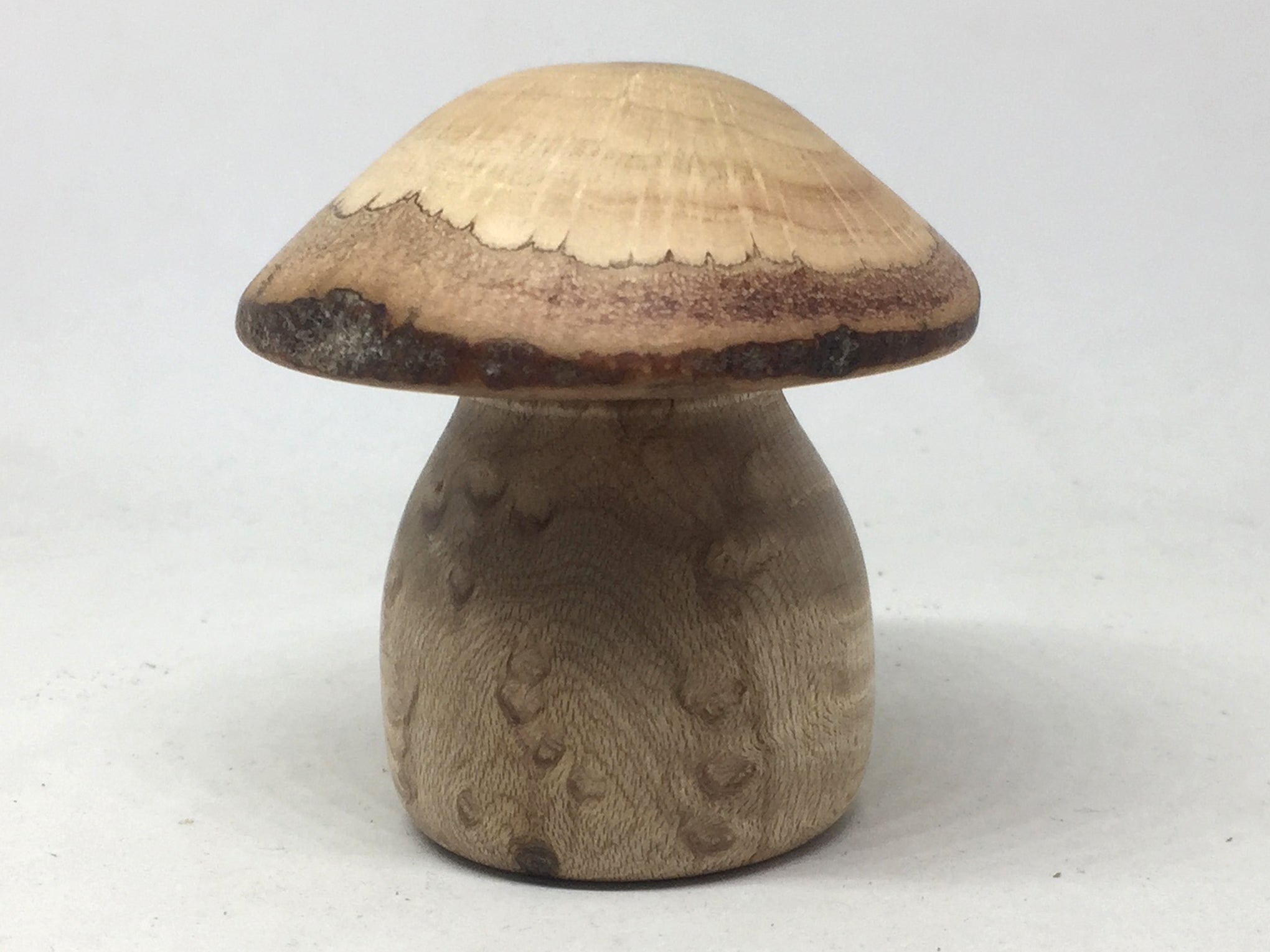 LV-5169 Birdseye Maple & Valley Oak Wooden Mushroom Keepsake Box, Pill, Jewelry Box-THREADED