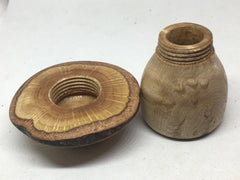 LV-5169 Birdseye Maple & Valley Oak Wooden Mushroom Keepsake Box, Pill, Jewelry Box-THREADED