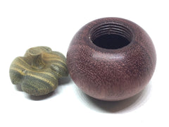 LV-5173 Purpleheart and Verawood Mangosteen Threaded Container, Jewelry Box, Pill Box