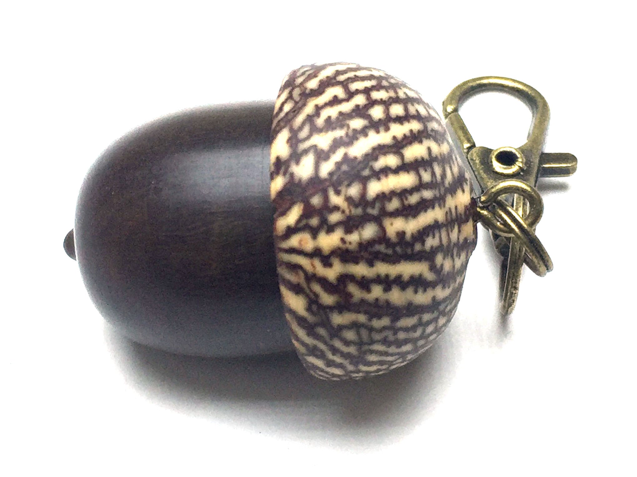 LV-5223 Lignum Vitae & Betelnut Acorn Pendant Box, Needlecase-SCREW CAP