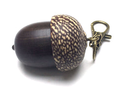 LV-5223 Lignum Vitae & Betelnut Acorn Pendant Box, Needlecase-SCREW CAP