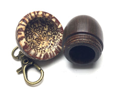 LV-5223 Lignum Vitae & Betelnut Acorn Pendant Box, Needlecase-SCREW CAP