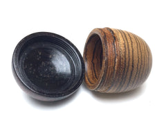 LV-5264 Wooden Acorn Box, Ring Box, Pill Box Zebrawood & E. Indian Rosewood -SCREW CAP