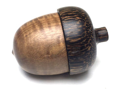 LV-5265 Curly Asian Satinwood & Black Palm Acorn Jewelry, Ring Box, Pill Box-SCREW CAP