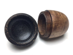 LV-5265 Curly Asian Satinwood & Black Palm Acorn Jewelry, Ring Box, Pill Box-SCREW CAP