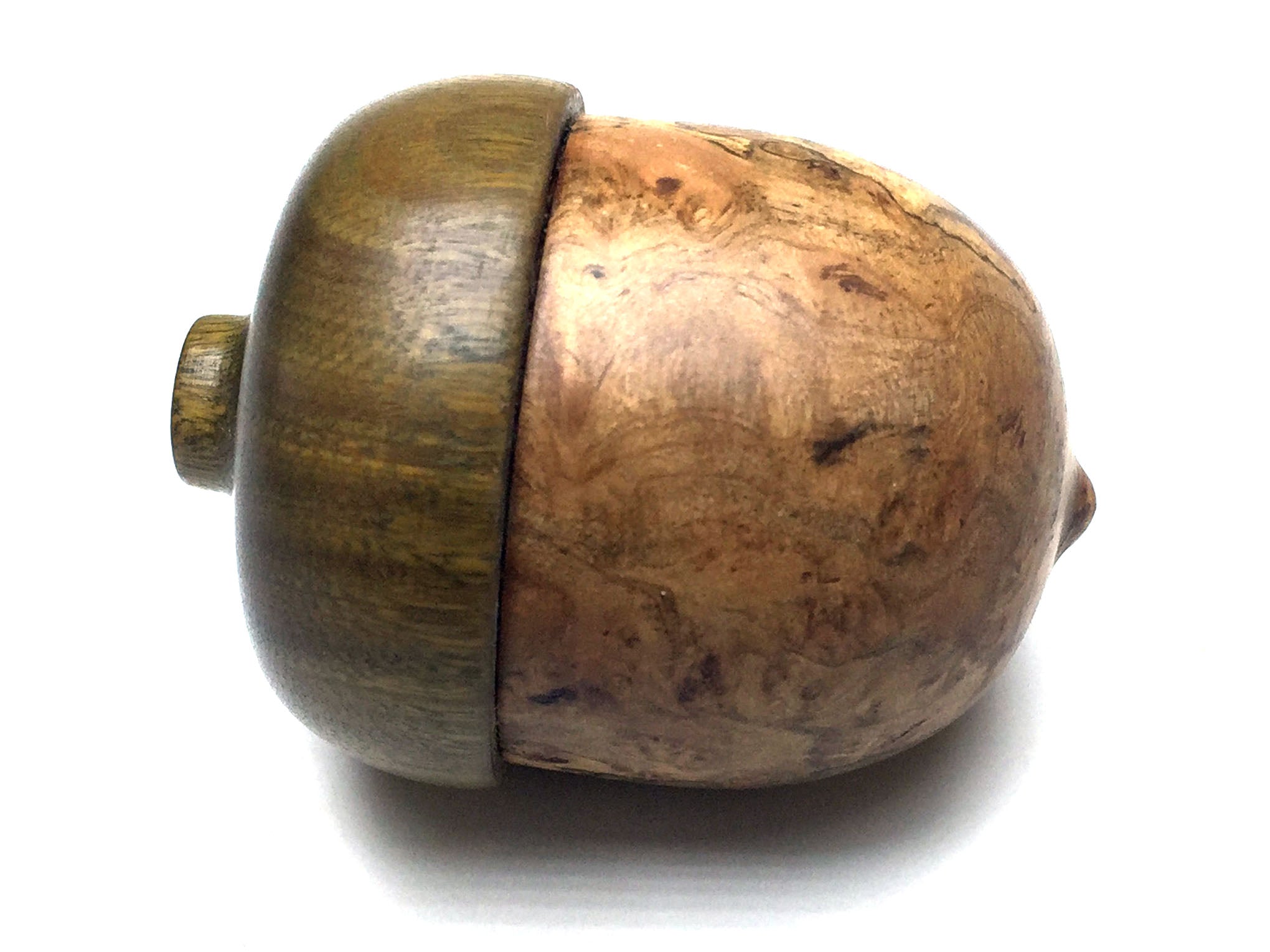 LV-5267 Papaturro Burl & Verawood Acorn Jewelry, Ring Box, Pill Box-SCREW CAP