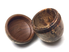 LV-5267 Papaturro Burl & Verawood Acorn Jewelry, Ring Box, Pill Box-SCREW CAP