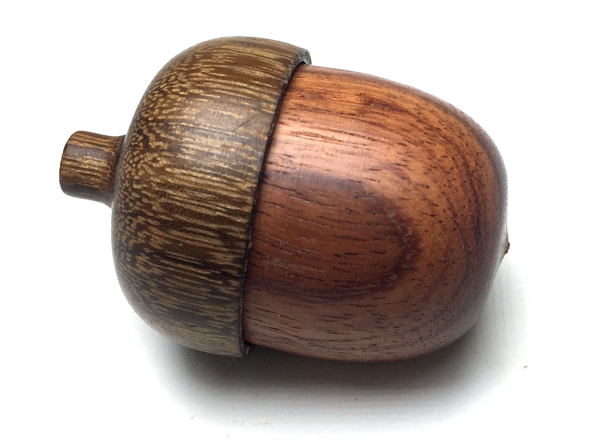 LV-5268 Wooden Acorn Jewelry, Ring Box, Pill Box from Red Zebrawood & Brownheart-SCREW CAP