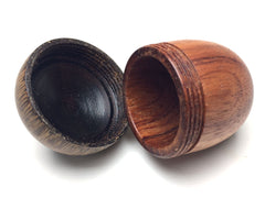 LV-5268 Wooden Acorn Jewelry, Ring Box, Pill Box from Red Zebrawood & Brownheart-SCREW CAP