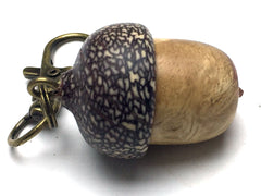 LV-5269 Amboyna Burl & Betelnut Acorn Box, Pill Holder, Compartment Pendant-SCREW CAP