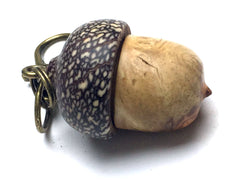 LV-5269 Amboyna Burl & Betelnut Acorn Box, Pill Holder, Compartment Pendant-SCREW CAP