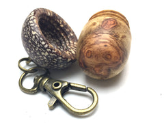 LV-5269 Amboyna Burl & Betelnut Acorn Box, Pill Holder, Compartment Pendant-SCREW CAP