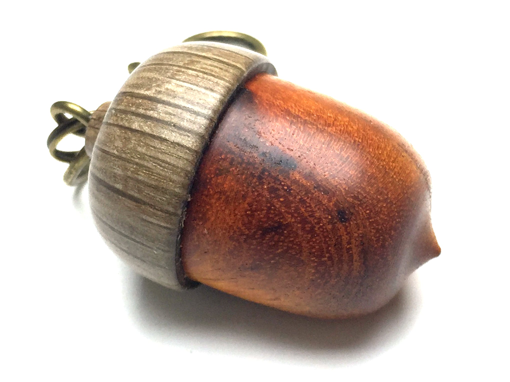 LV-5284 Sappanwood & Live Oak Acorn Key Fob, Pill Holder, Secret Compartment-SCREW CAP