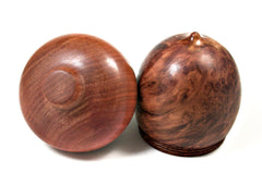 LV-1575 Red Mallee Burl & Pink Ivory Wooden Acorn Trinket Box, Keepsakes, Jewelry Box-SCREW CAP