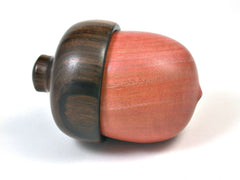 LV-1518 Pink Ivory & Mun Ebony Hand Turned Acorn Trinket Box, Keepsakes, Jewelry Box-SCREW CAP