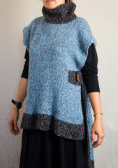 LVO-127 Asymmetrical  Pull Over Poncho-Hand Crochet & Knit-Made to Order