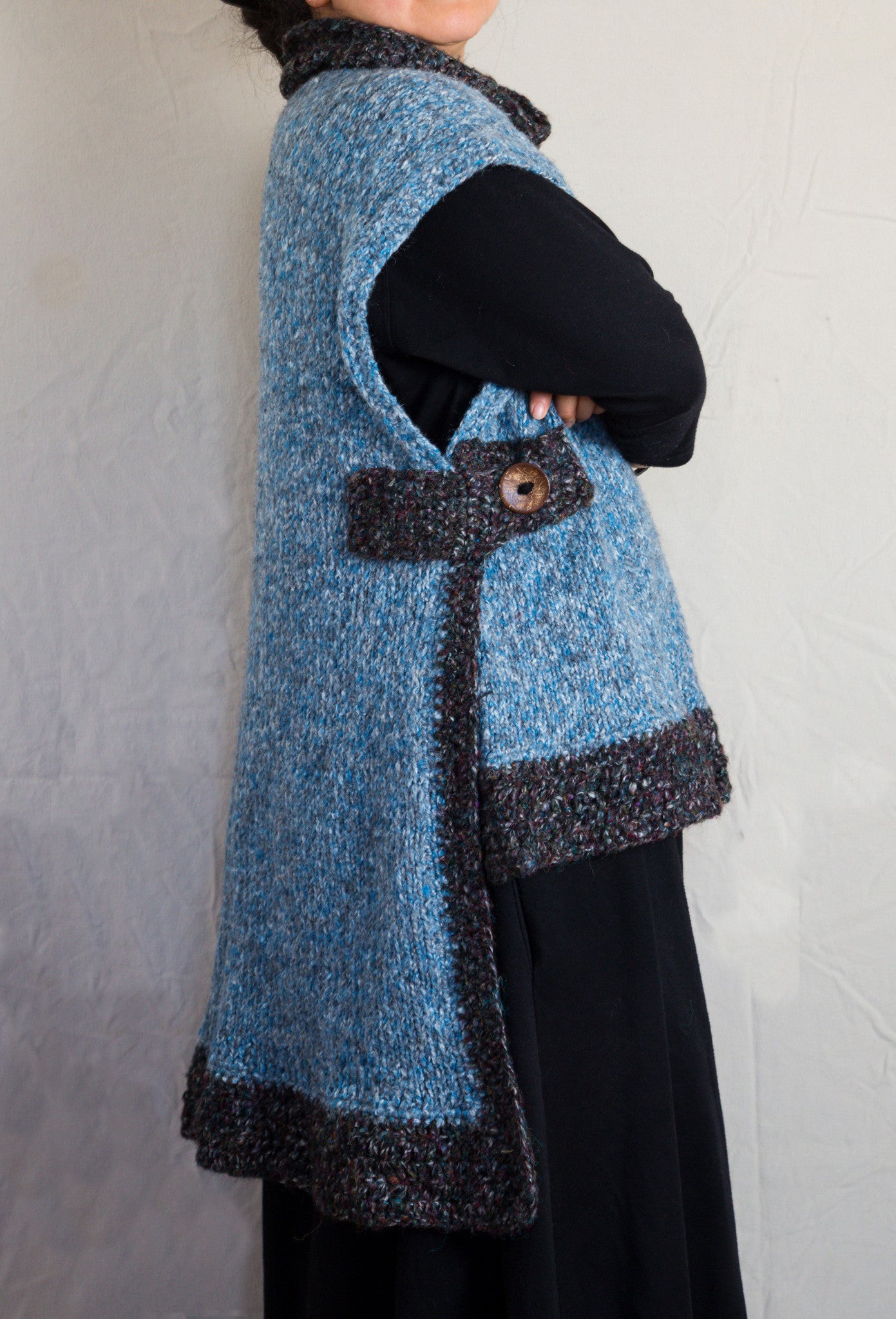 LVO-127 Asymmetrical Pull Over Poncho-Hand Crochet & Knit-Made to Order