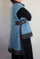 LVO-127 Asymmetrical Pull Over Poncho-Hand Crochet & Knit-Made to Order