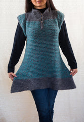 LVO-130 Reversible Swing Dress, Pull Over Tunic-Hand Crochet-Ready to Ship