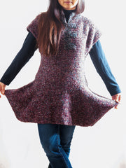 LVO-131 Reversible Cotton Swing Dress, Pull Over Tunic-Hand Crochet-Ready to Ship
