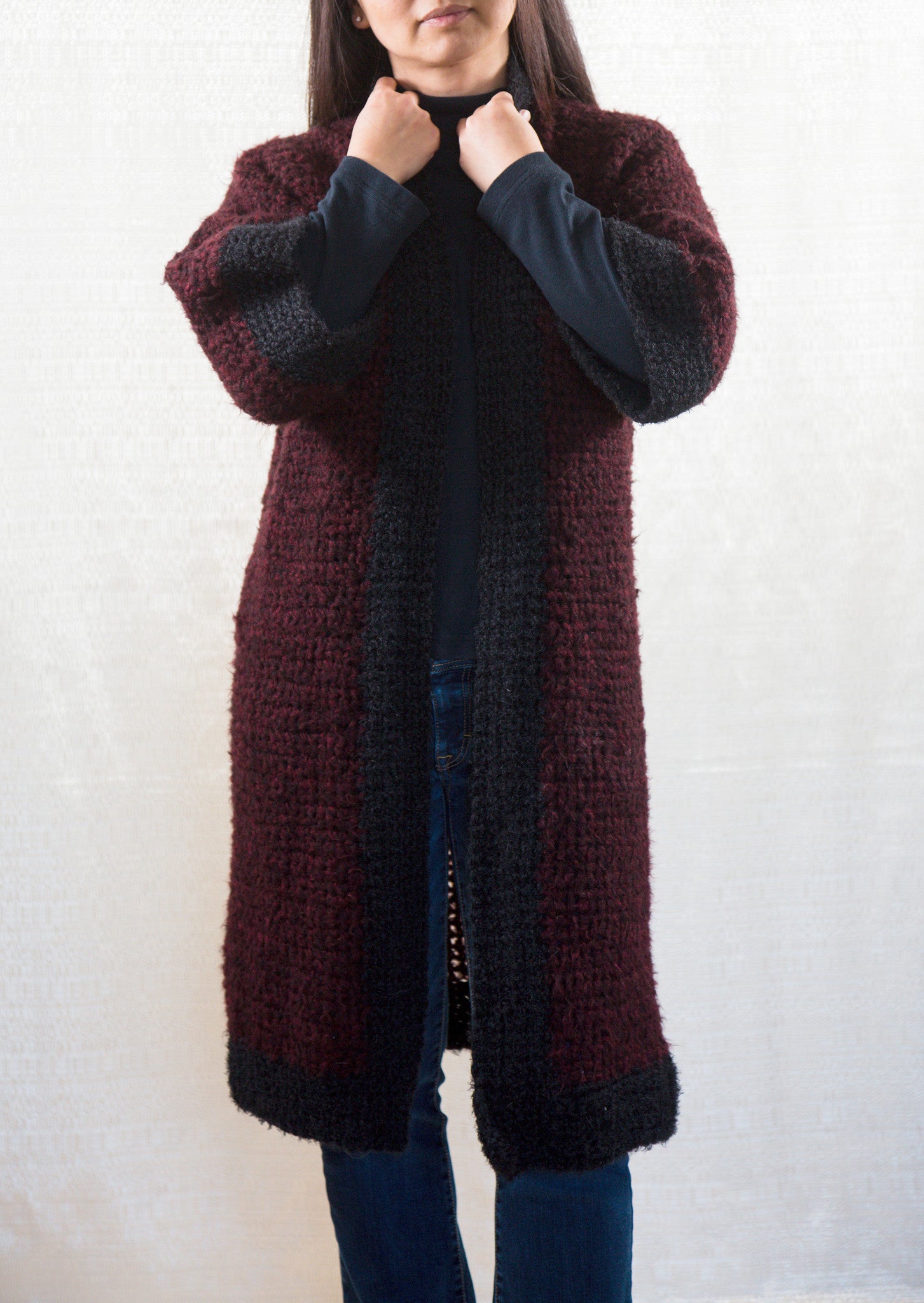 LVO-134 Reversible Kimono Jacket-Hand Crochet-Ready to Ship