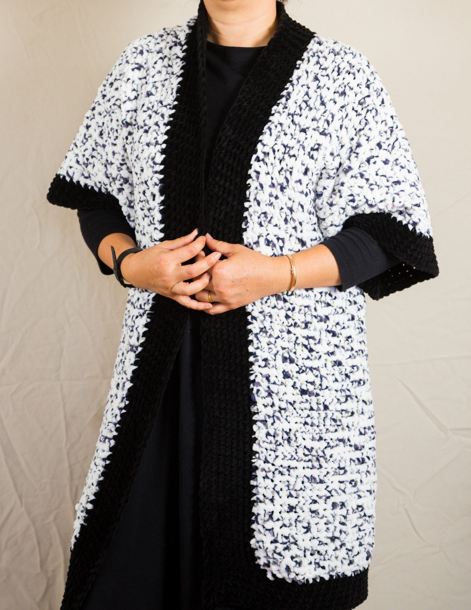 LVO-161 Reversible Kimono Jacket-Hand Crochet-Ready to Ship