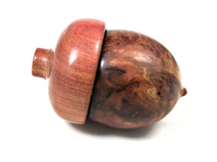 LV-1575 Red Mallee Burl & Pink Ivory Wooden Acorn Trinket Box, Keepsakes, Jewelry Box-SCREW CAP