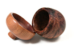LV-1575 Red Mallee Burl & Pink Ivory Wooden Acorn Trinket Box, Keepsakes, Jewelry Box-SCREW CAP