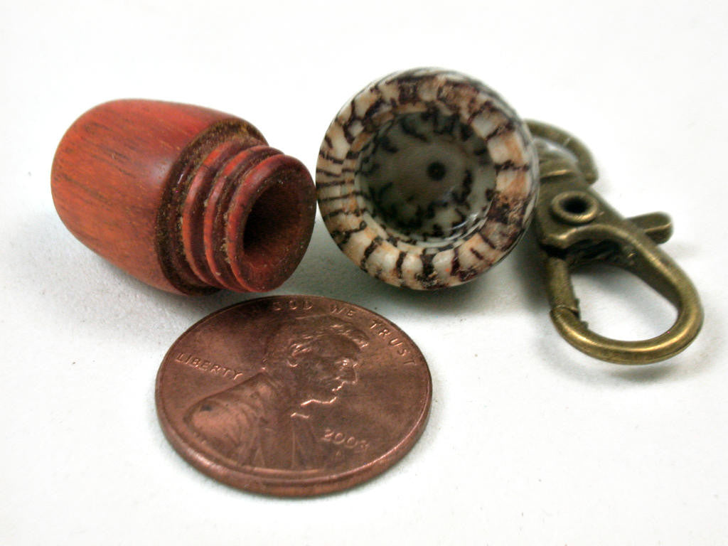LV-3398 Sappanwood & Betelnut Acorn Pendant Box, Charm, Pill Holder-SCREW CAP