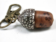 LV-3436 Morrocan Thuya Burl & Betelnut Acorn Pendant Box, Charm, Pill Holder-SCREW CAP