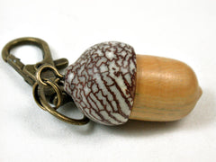 LV-3411 Lignum Sapwood & Betelnut Acorn Pendant Box, Charm, Pill Holder-SCREW CAP