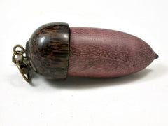 LV-3263 Purpleheart & Black Palm Acorn Pendant Box, Charm, Pill Holder-SCREW CAP