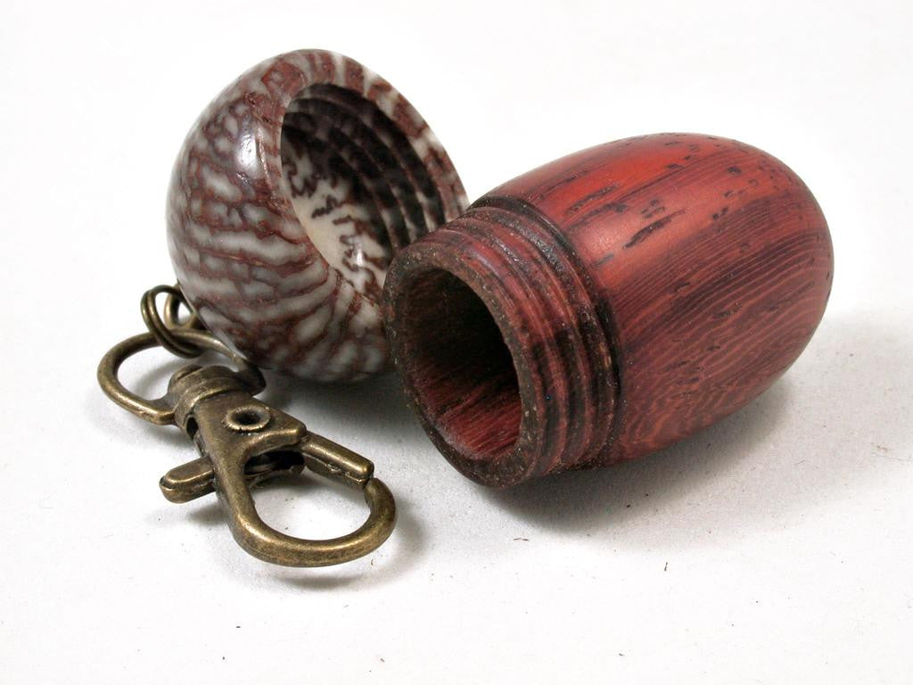 LV-3270 African Padauk & Betelnut Acorn Pendant Box, Charm, Pill Holder-SCREW CAP