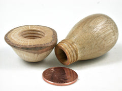 LV-3360 Persimmon & Live Oak Wooden Mushroom Trinket Box, Pill, Jewelry Box-THREADED