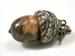 LV-3299  Buckeye Burl & Betelnut Acorn Pendant Box, Charm, Pill Holder-SCREW CAP