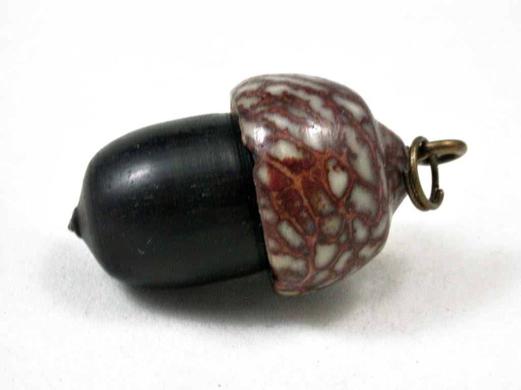 LV-3294  African Blackwood & Betelnut Acorn Pendant Box, Charm, Pill Holder-SCREW CAP