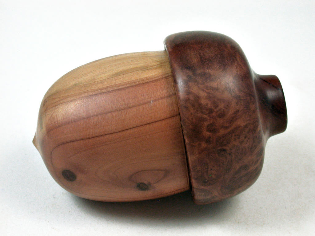 LV-3141 Aromatic Cedar & Red Mallee Burl Acorn Pill Box, Jewelry, Engagement Ring Box-SCREW CAP