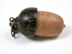 LV-3145 Madrone Burl & Black Palm Acorn Pill Box, Secret Compartment-SCREW CAP