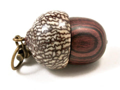 LV-3274 Kingwood & Betel Nut Acorn Pendant Box, Charm, Pill Holder-SCREW CAP