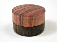 LV-3380  Tulipwood & Black Chacate Flat Pill Box, Snuff Box, Ring Holder-SCREW CAP