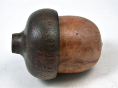 LV-3378 Camphor Burl & Walnut Acorn Pill Box, Engagement Ring Box-SCREW CAP