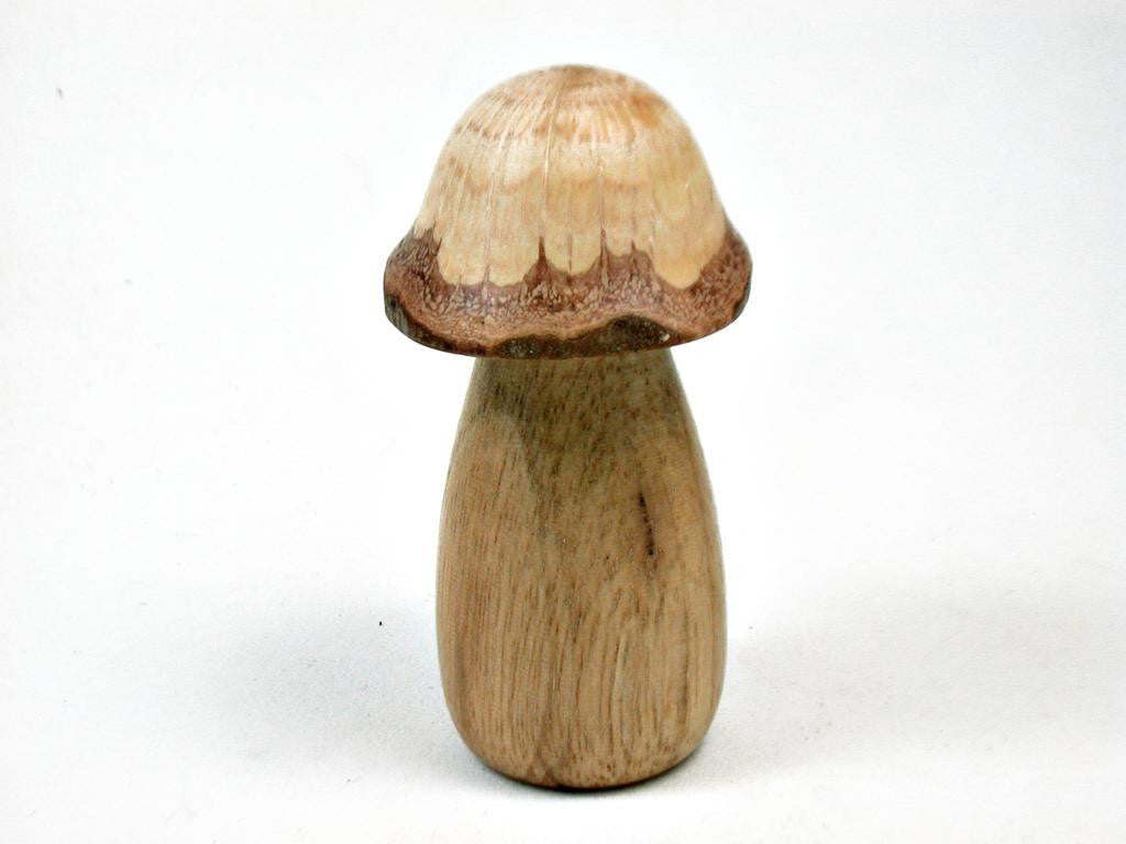 LV-3422 Persimmon & Live Oak Wooden Mushroom Trinket Box, Pill, Jewelry Box-THREADED