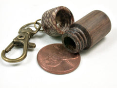 LV-3439 Cocuswood & Betelnut Threaded Vial, Pill Pendant, Memorial Jewelry-SCREW CAP