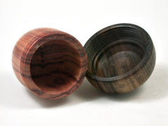 LV-3379 Tulipwood & Black Chacate Acorn Jewelry Box, Pill Box, Trinket Box-SCREW CAP