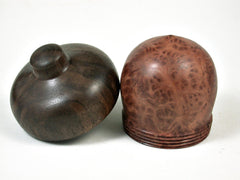 LV-3201  Redwood Burl & Black Walnut  Acorn Pill Box, Jewelry, Engagement Ring Box-SCREW CAP