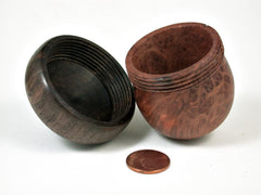 LV-3201  Redwood Burl & Black Walnut  Acorn Pill Box, Jewelry, Engagement Ring Box-SCREW CAP